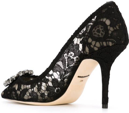 Dolce & Gabbana Rainbow Lace 90mm brooch-detail pumps Black - Picture 2
