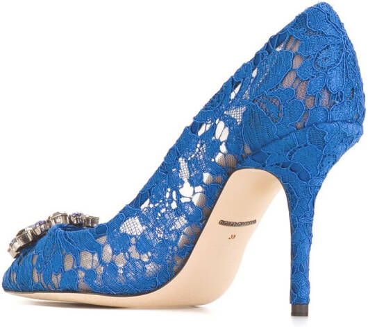 Dolce & Gabbana Rainbow Lace 90mm brooch-detail pumps Blue - Picture 2