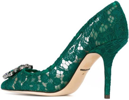 Dolce & Gabbana Rainbow Lace 90mm brooch-detail pumps Green - Picture 2