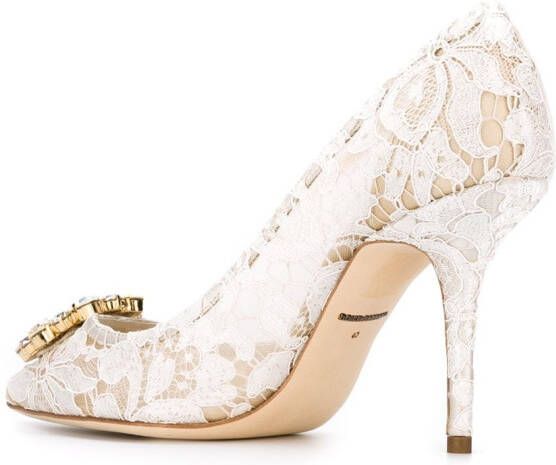 Dolce & Gabbana Taormina-lace crystal-embellished pumps White - Picture 2