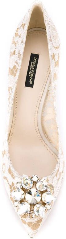 Dolce & Gabbana Taormina-lace crystal-embellished pumps White - Picture 3