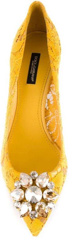 Dolce & Gabbana Rainbow Lace 60mm brooch-detail pumps Yellow - Picture 2