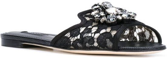 Dolce & Gabbana Rainbow Lace brooch-detail sandals Black - Picture 1
