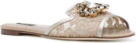 Dolce & Gabbana Rainbow Lace brooch-detail sandals Neutrals - Picture 1