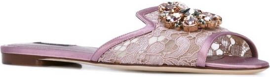Dolce & Gabbana Rainbow Lace brooch-detail sandals Pink - Picture 1