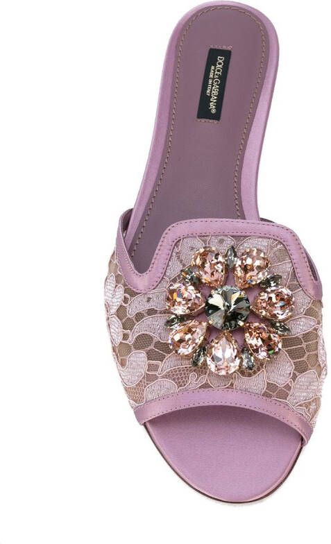 Dolce & Gabbana Rainbow Lace brooch-detail sandals Pink - Picture 3