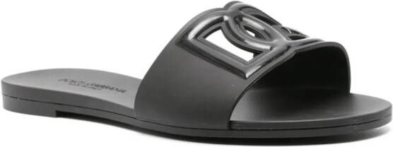 Dolce & Gabbana logo-embossed cut-out slides Black