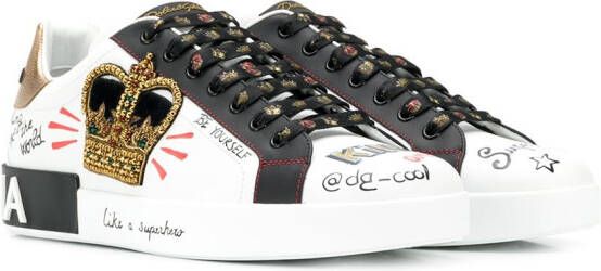 Dolce & Gabbana Portofino patch-detail leather sneakers White - Picture 1