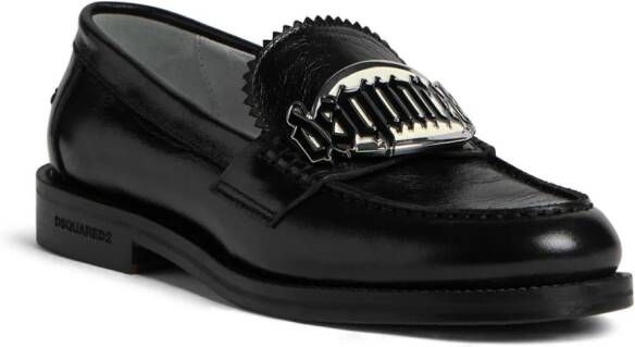 DSQUARED2 logo-plaque leather loafers Black