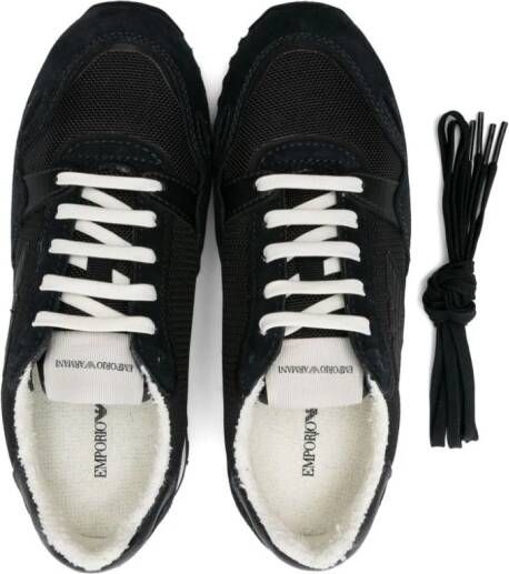 Emporio Armani Kids Eagle-patch mesh sneakers Blue