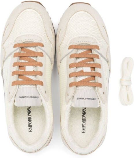 Emporio Armani Kids logo-patch suede sneakers Neutrals