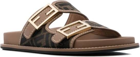 FENDI logo-print leather sandals Green