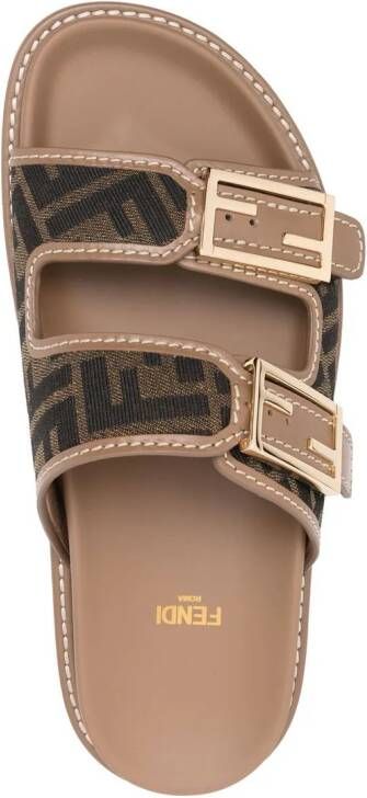 FENDI logo-print leather sandals Green