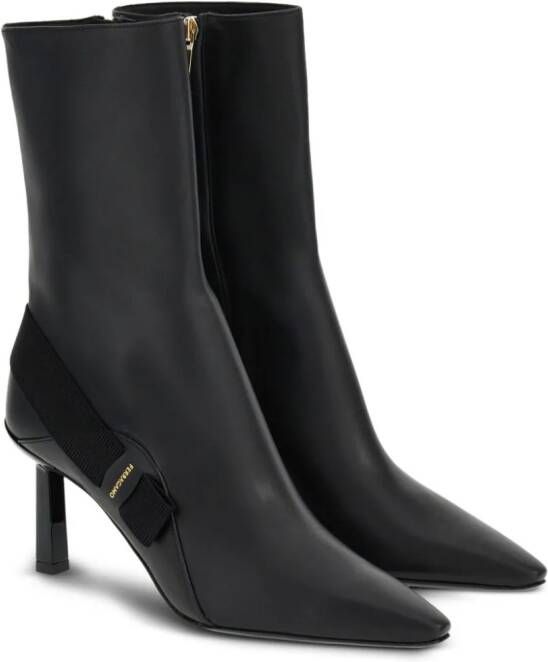 Ferragamo 85mm Vara-bow leather ankle boots Black