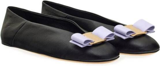 Ferragamo Vara leather ballerina shoes Black