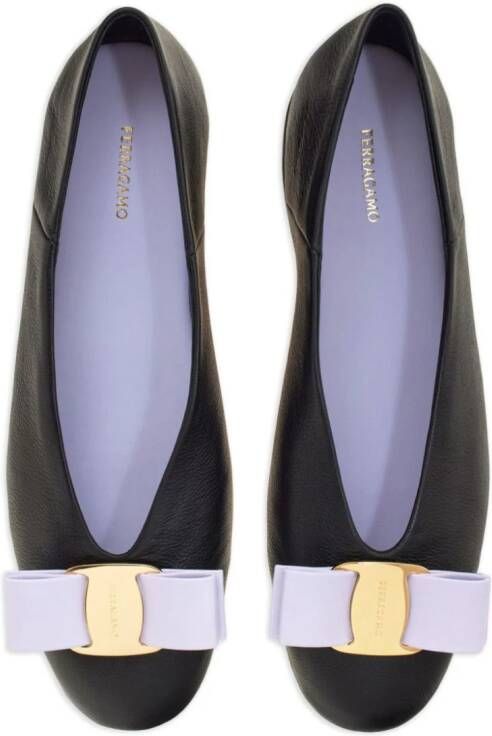 Ferragamo Vara leather ballerina shoes Black