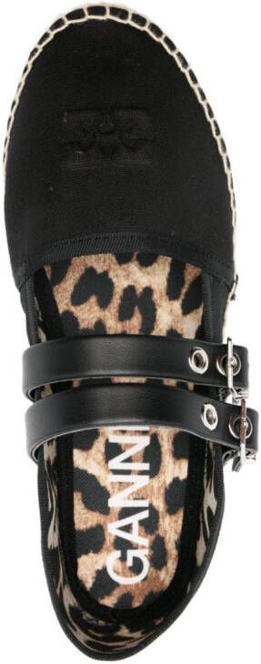GANNI logo-embossed espadrilles Black