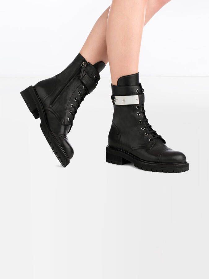 Giuseppe Zanotti Alexa logo-plate combat boots Black - Picture 2