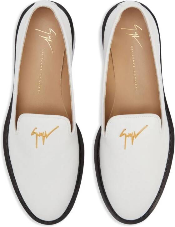 Giuseppe Zanotti logo-plaque leather loafers Neutrals