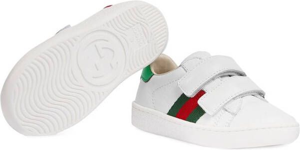 Gucci Kids Web-detailing leather sneakers White - Picture 2