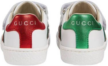 Gucci Kids Web-detailing leather sneakers White - Picture 4
