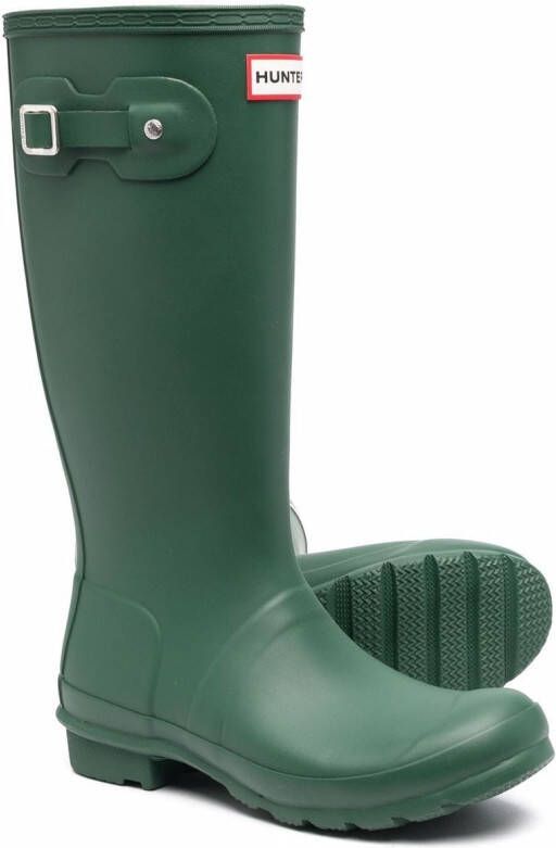 Hunter Kids Original logo-patch wellies Green