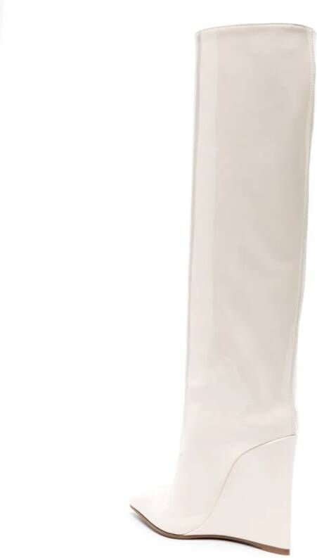 Le Silla Kira 120mm patent wedge boots Neutrals