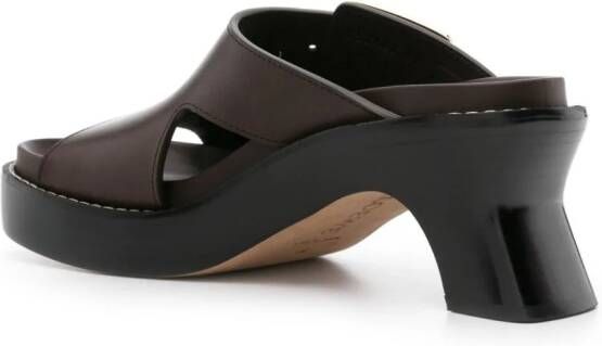 LOEWE 70mm buckled leather mules Brown