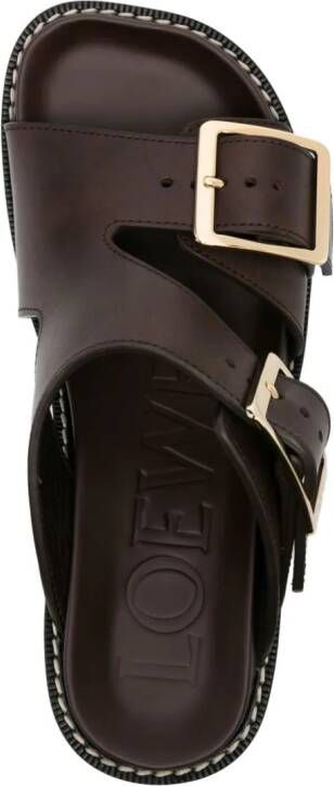 LOEWE 70mm buckled leather mules Brown