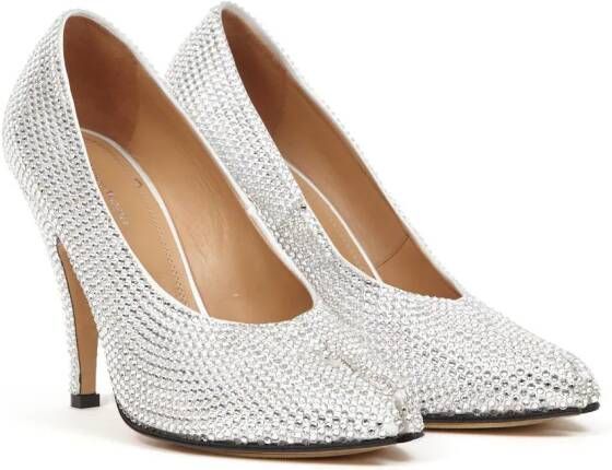 Maison Margiela 110mm Tabi rhinestone-embellished pumps White