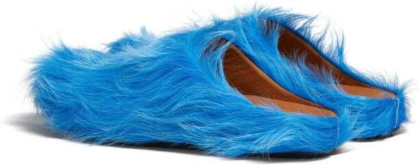 Marni Fussbet Sabot calf-hair slippers Blue