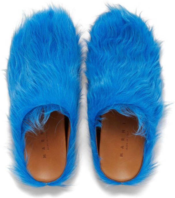 Marni Fussbet Sabot calf-hair slippers Blue