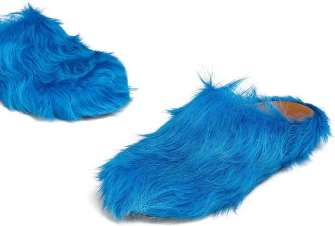 Marni Fussbet Sabot calf-hair slippers Blue