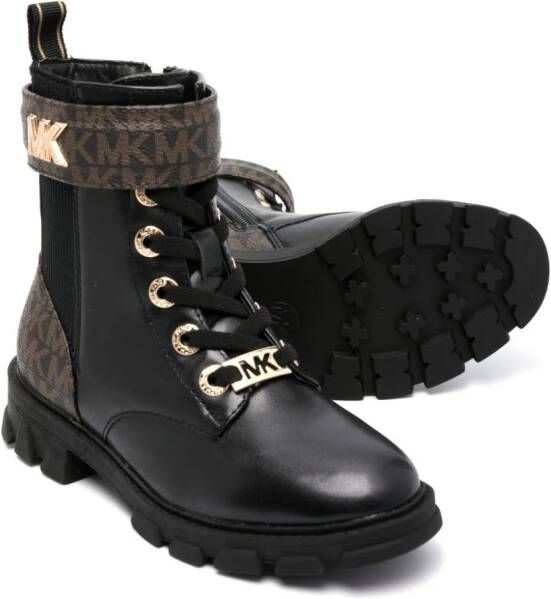 Michael Kors Kids monogram-print lace-up boots Black