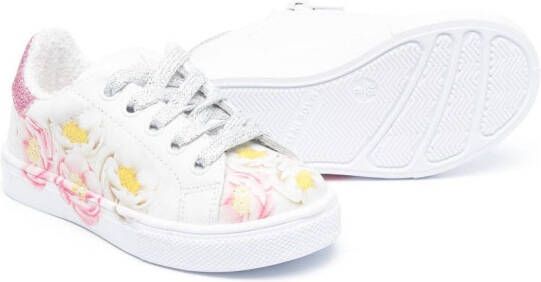 Monnalisa floral-print lace-up sneakers White
