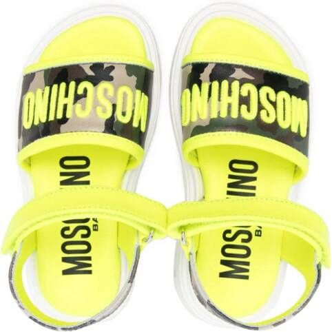 Moschino Kids logo-embroidered camouflage sandals Yellow