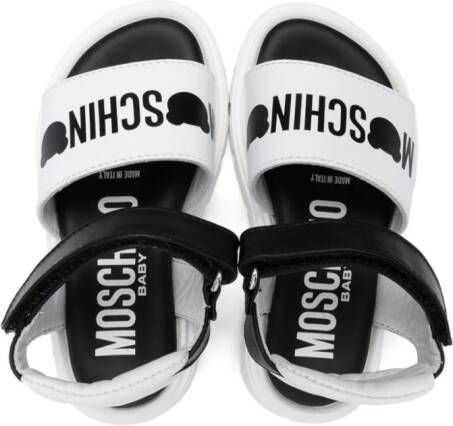 Moschino Kids logo-print leather sandals Black