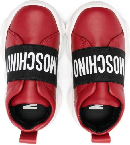 Moschino Kids logo-print leather sneakers Red