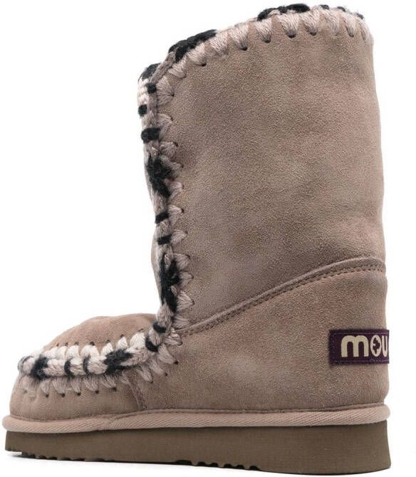 Mou constrast-stitching moccasin boots Neutrals