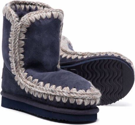 Mou Kids contrast-stitch ankle boots Blue