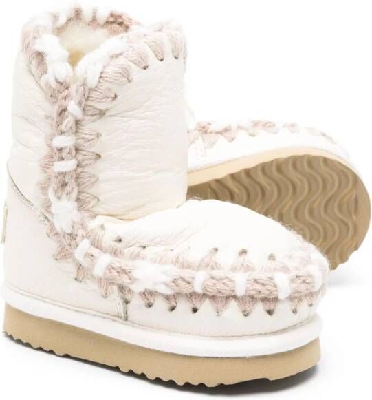 Mou Kids Eskimo leather snow boots White