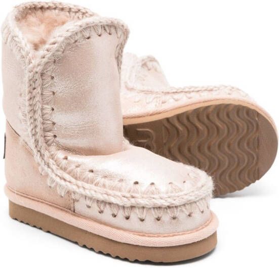 Mou Kids Eskimo metallic shearling-lined boots Pink