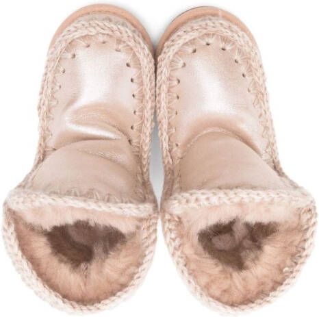 Mou Kids Eskimo metallic shearling-lined boots Pink