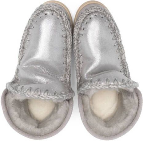 Mou Kids Eskimo whipstitch-detail boots Silver