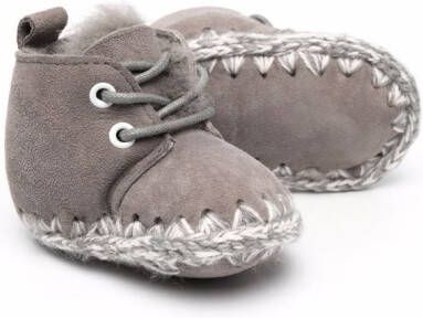 Mou Kids knitted stitch detail boots Grey