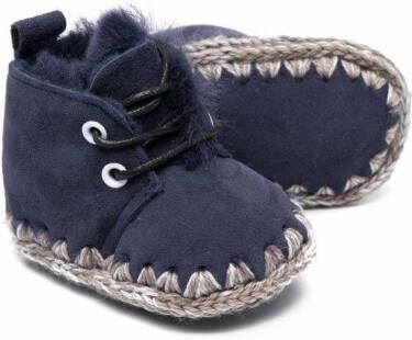 Mou Kids shearling-lined laced boots Blue