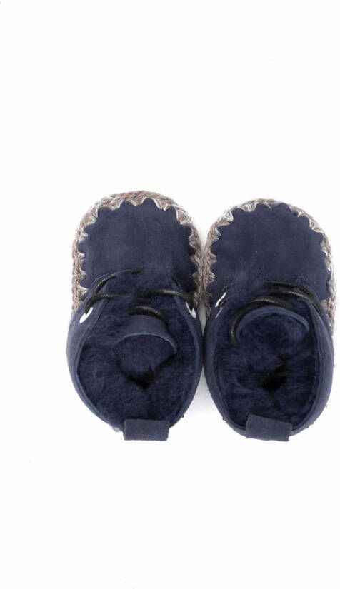 Mou Kids shearling-lined laced boots Blue