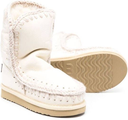 Mou Kids shearling-lined leather boots White
