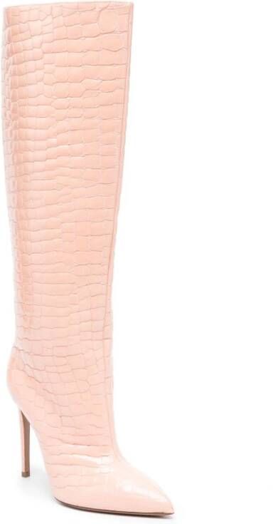 Paris Texas 120mm crocodile-embossed leather boots Pink