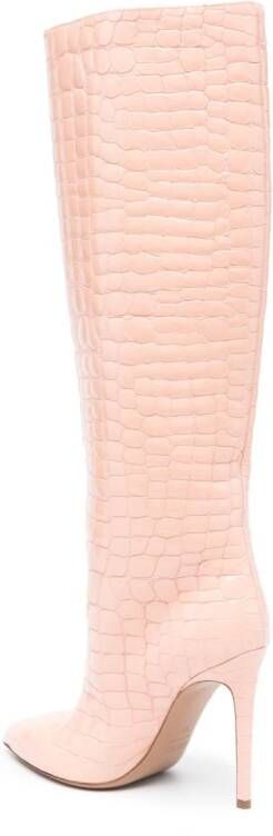 Paris Texas 120mm crocodile-embossed leather boots Pink